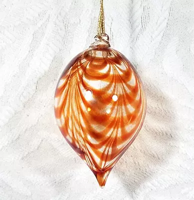 Vtg Metropolitan Museum Of Art Orange & Clear Blown Glass Tulip Ornament • $26.95