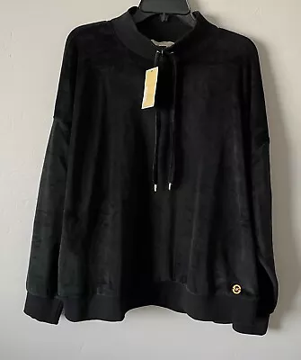 NWT Michael Kors Women's Velour Mock Sweatshirt Black Pullover Plus Size 2X • $36.99