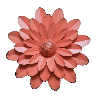 Coral Orange Multiple Layer Flower Metal Wall Art Decor10X2 Inch1pc • $21.34