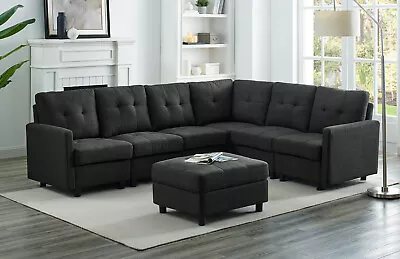 Sectional Sofa Set Modern Linen Fabric With Reversible Chaise L-Shaped Couch • $477.97