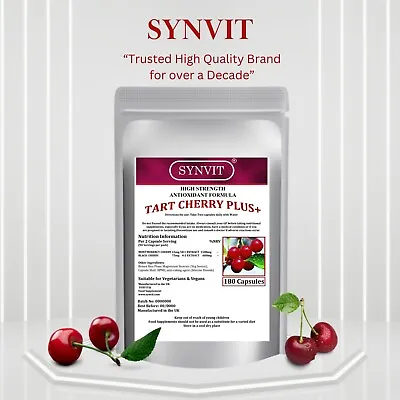 Tart Montmorency Black Cherry Plus+ 2100mg Capsules SYNVIT VEGAN • £6.45