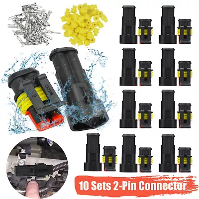 20X 2Pin Way Car Waterproof Electrical Wire Cable Connector Male Female Plug Kit • $8.98