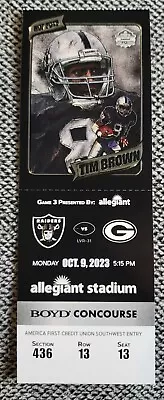 Green Bay Packers Las Vegas Raiders Ticket Stub 10/9/23 Tim Brown HOF Seat #13 • $9.95