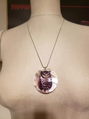 Silver Mother Of Pearl Owl Necklace Very Pretty! • $11.99