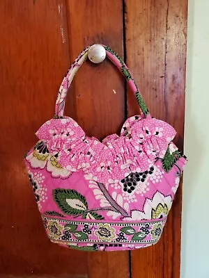 Vera Bradley Small Pink & Green Ruffled Handbag W/ Snap Closure Y2k • $19