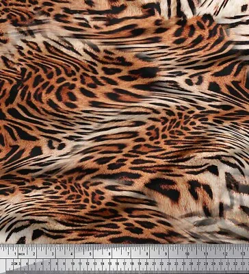 Soimoi Cotton Poplin Fabric Leopard & Tiger Animal Skin Print Sewing-Jr0 • $11.58