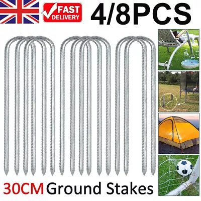 £8.29 • Buy 4/8X Heavy Duty Galvanized Steel U Ground Stakes Trampoline Gazebo Anchors Pegs 