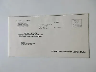 1984 Sample Voting Machine Ballot Highland Park NJ Reagan Bush Mondale Ferraro • $18.99