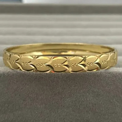 Vtg Antique Baby Bangle Bracelet Gold Tone Diamond Cut For Kids Toddler Small • $22.99