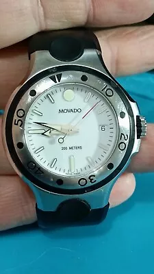 Movado Series 800 Swiss Men's Watch 84 C2 1895.1 Rubber Strap White Dial 200 M • $250