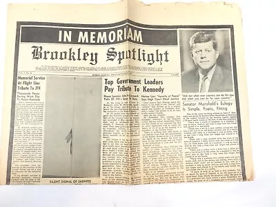 VINTAGE NEWSPAPER HEADLINE Brookley Standard Brookley AFB Mobile Al. JFK 1963 • $9.99