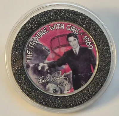 Elvis Presley Colorized Half Dollar Coin In Capsule- The Trouble With Girls 1969 • $12