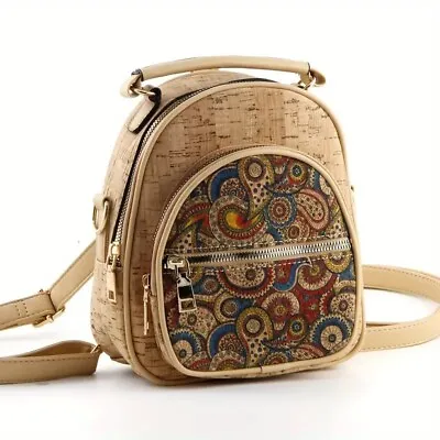 Ethnic Paisley Elements Mini Backpack For Women Retro Floral Print Daypack • $33.20