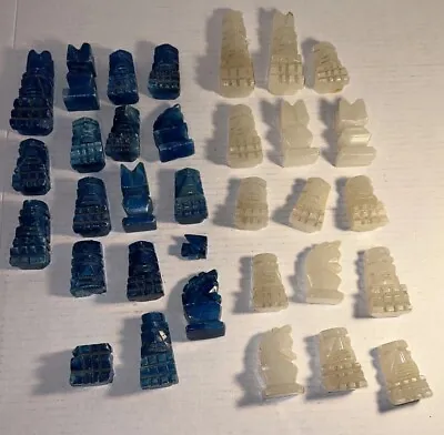 Chess Pieces Not Full Set Misc Pieces Marble Blue And White • $16