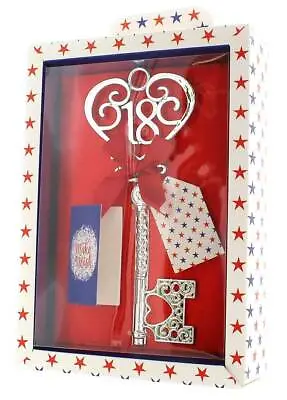 £7.99 • Buy Silver Age 18 Male Keepsake Key & Bright Presentation Box - 18th Birthday Gift