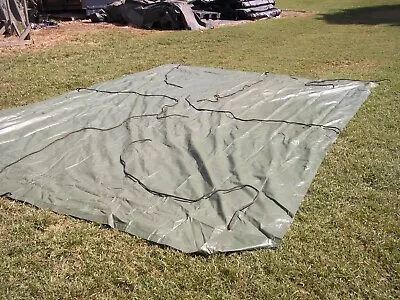 MILITARY SURPLUS AMMO TARP 12 X17 HAY EQUIPMENT COVER  TENT FLOOR TRUCK TRAILER  • $220