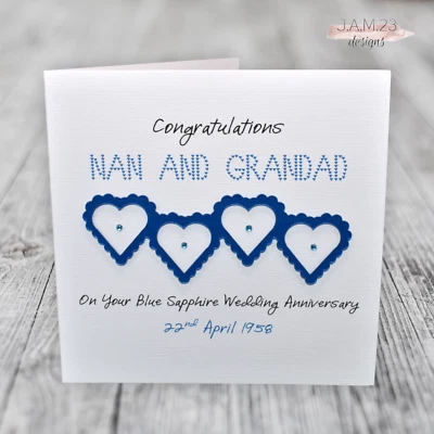 £4 • Buy Personalised Blue Sapphire 65th Wedding Anniversary Card