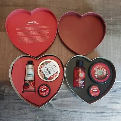 Body Shop Valentines Love Heart Gift Set Strawberry Gel Butter  Lip Balm • £24.99