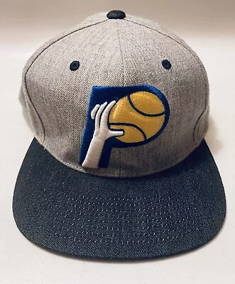 Indiana Pacers Mitchell And Ness Snapback Hardwood Classics Wool Blend Gray Blue • $19.99