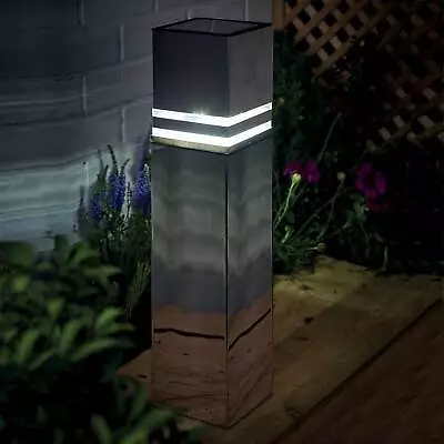 Solar Power Post Light Stainless Steel Motion Sensor 360 Degree Modern Style • £34.99