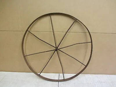 Vtg Antique Primitive Steel Spoke Wagon Wheel Plow Cart Implement Farm Decor 24 • $59.99