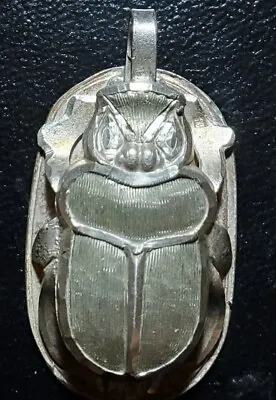 Vintage Egyptian Sterling Scarab Pendant • $49.99