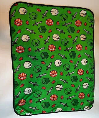 Oeko-Tex Kids Minecraft Fleece Throw Blanket 40  X 50  Creeper VERY SOFT • $11.99