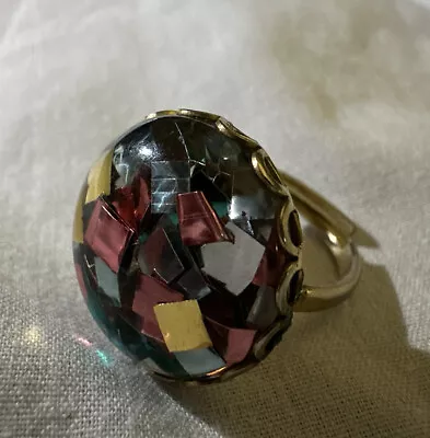 Vintage Costume Jewelry Sarah Coventry Ring Lucite Confetti Adjustable • $19.95