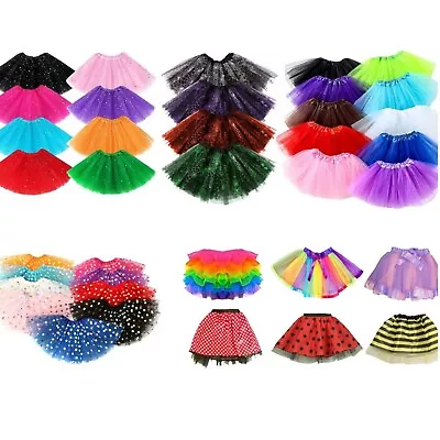 Kids Ladies 3 Layers Tutu Skirt Ballet Dance Halloween Fancy Dress Hen Party UK • £5.16