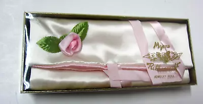Vintage Myers Ribboncraft Jewelry Roll Travel Case Pink Satin Rose • $9.95