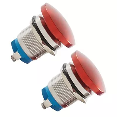 2 Pcs 19mm Mushroom Head Push Button Switch Momentary Waterproof IP65 Metal S • $15.30