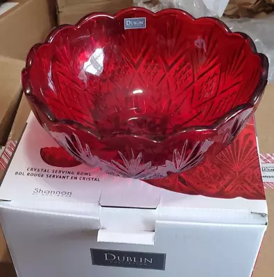 Shannon By Godinger Dublin Red Crystal Serving Bowl 8.5  B5 • $39.99