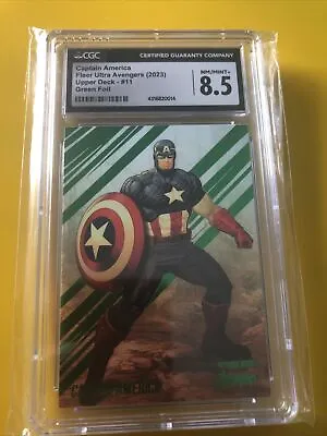 2022 Marvel Fleer Ultra Avengers Green Foil Captain America #11 CGC 8.5 • £22.99