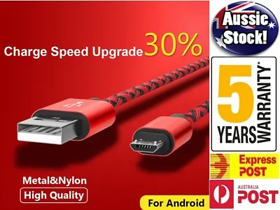 FAST CHARGING Android Charger Micro USB Cable Premium Braided Samsung Galaxy 6 7 • $6.28