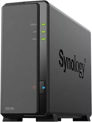 Synology DiskStation DS124 1 Bay  Desktop NAS Enclosure RTD1619B Quad Core 1GB • £159.99