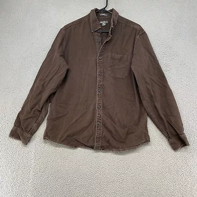 Eddie Bauer Chamois Shirt Mens Large Brown Long Sleeve Pocket Brushed Outdoors • $24.95