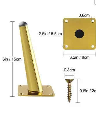 1 X Gold Angled Furniture Metal Legs Feet For Sofas Chairs Stoolsbedsette S5 • £4.49