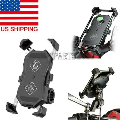 Motorcycle Cell Phone Mount Holder With Wireless USB Charger 15W Fast Charging • $32.76