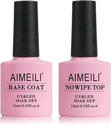 Aimeili Soak Off Uv Led Gel Nail Polish - Base And No Wipe Top Coat Kit Set • $12.20