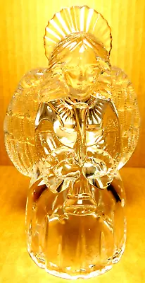 CH~Mikasa Crystal Glass Trumpeting Angel Small Taper Candle Holder • $10