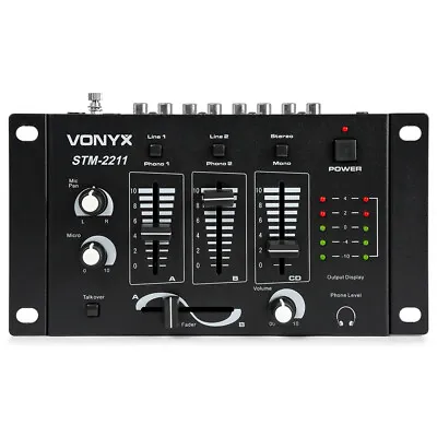 £53.99 • Buy Vonyx STM-2211 4 Channel DJ PA Mixer With Crossfader And Talk Over Functions