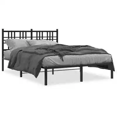 Metal Bed Frame With Headboard Base Black 120x190 Cm Small Double VidaXL • £102.99