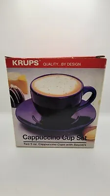 Krups Cappuccino Cup And Saucer Set Of 2 5oz Cups BLACK BRAND NEW • £14.46