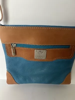 I Medici Firenze Crossbody Leather Handbag Made In Italy Blue Tan • $24