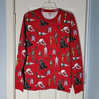 Star Wars Christmas Top Mens Small Red Hannah Andersson Pajama Wookie R2D2 C3PO • $28