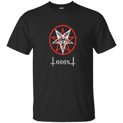 666% Satanic Pentagram Baphomet Occult Dark Inverted Cross Gothic BLACK T-Shirt • £18.76