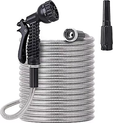 50/100FT Stainless Steel Garden Hose Pipe Water Pipe Flexible Lightweight • $55.99