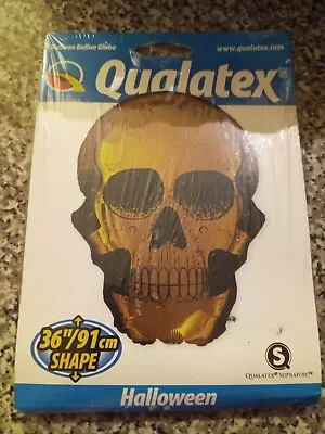 Gold Skull Super Sized Mylar Foil Balloon 36 Inches Halloween Party Supplies New • $4.99