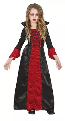 Girls Vampiress Costume Halloween Gothic Kids Vampire Fancy Dress Party Outfit • £19.99