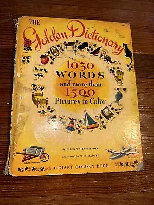 The Golden Dictionary 1030 Words 1500 Pictures (1944)  Giant Golden Book Vtg  • $7